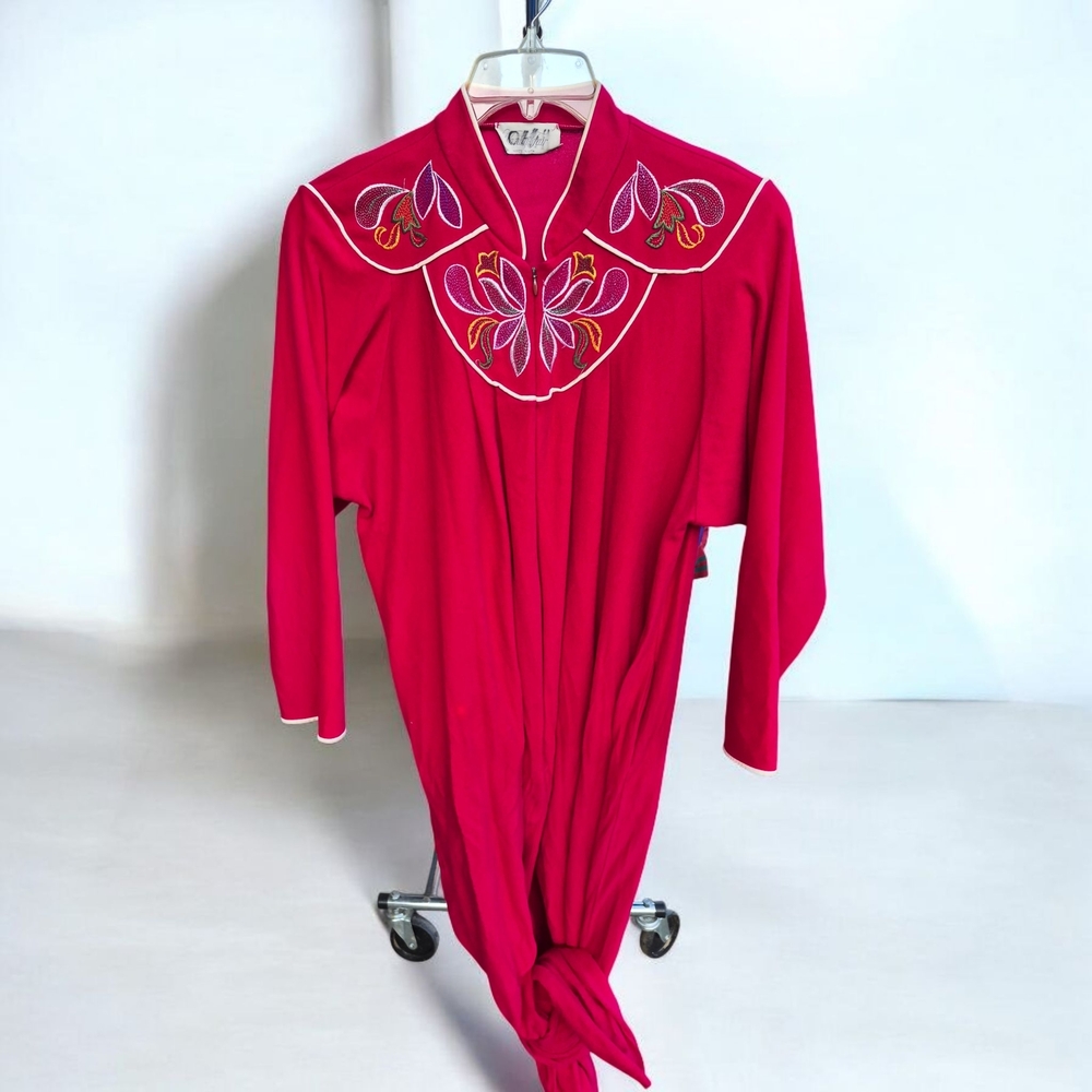 Vanity Fair Vibrant Red Embroidered Robe